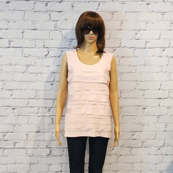 TRIBAL, Light pink pullover sleeveless ruffle layered blouse - Picture 4 of 11